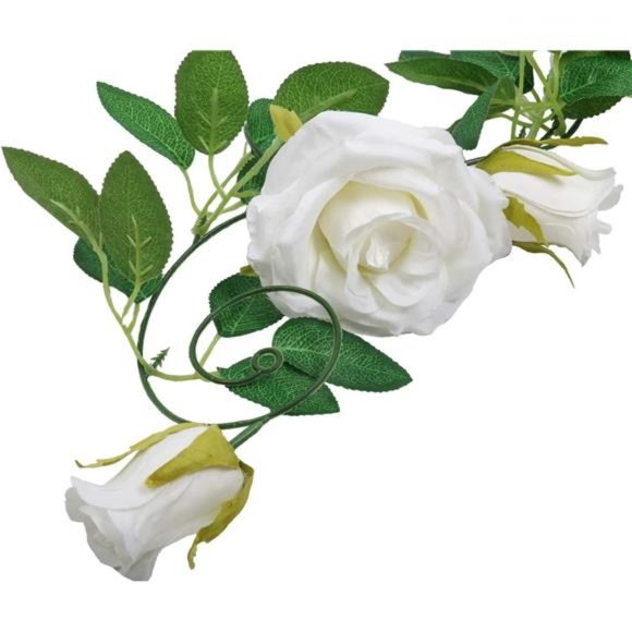 ArtificialRose Flower Garlands Set of 2Realistic Fake Rose Vines Greenery Leaves - Picture 6 of 7